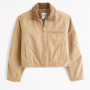 Abercrombie & Fitch canvas trucker jacket Beige Quilted Outerwear cropped sz M